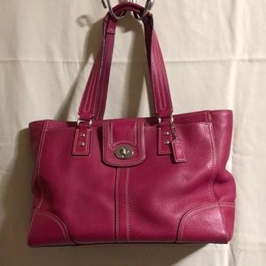 Coach Leather Tote Pink